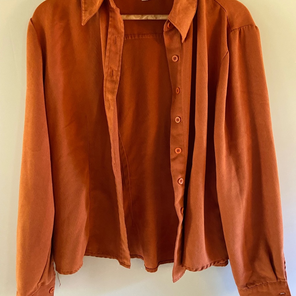 Cleo Terracotta Suede Button-Up Shirt